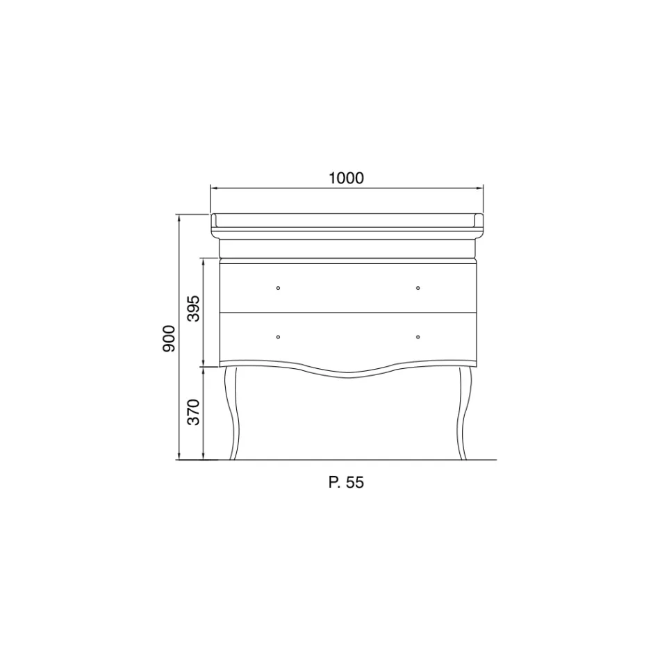 Blanklakeret skab med to skuffer og håndvask Made in Italy - Candy Viadurini