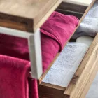 Hængende badeværelseskonsol med struktur i naturligt teak - Rodolfo Viadurini