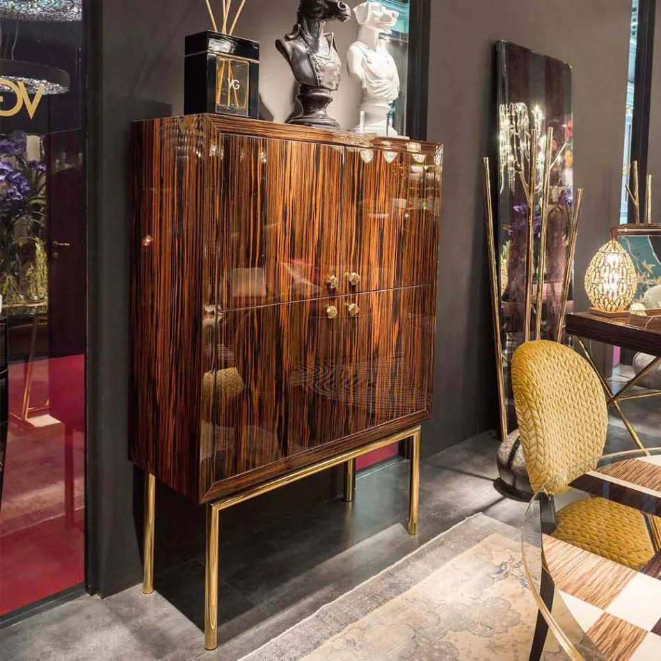 Moderne Mobile beholder med 4 døre i poleret ibenholt træ Ada Viadurini