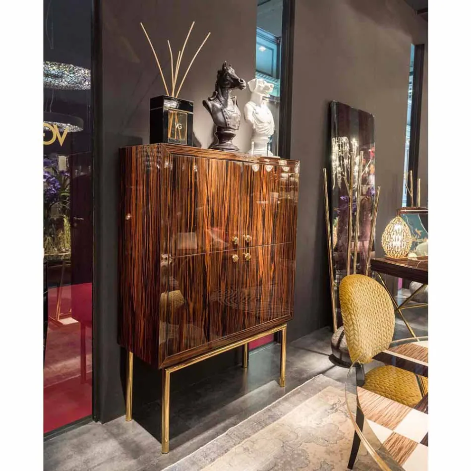 Moderne Mobile beholder med 4 døre i poleret ibenholt træ Ada Viadurini