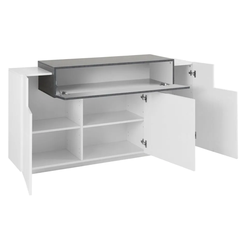 Mobil skænk 4 døre hvid og antracit træ, cement eller ahorn - Therese Viadurini