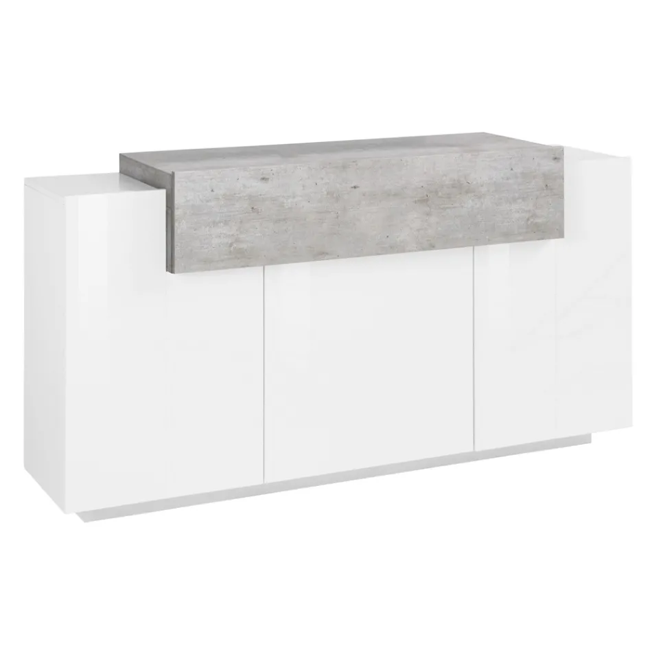 Mobil skænk 4 døre hvid og antracit træ, cement eller ahorn - Therese Viadurini