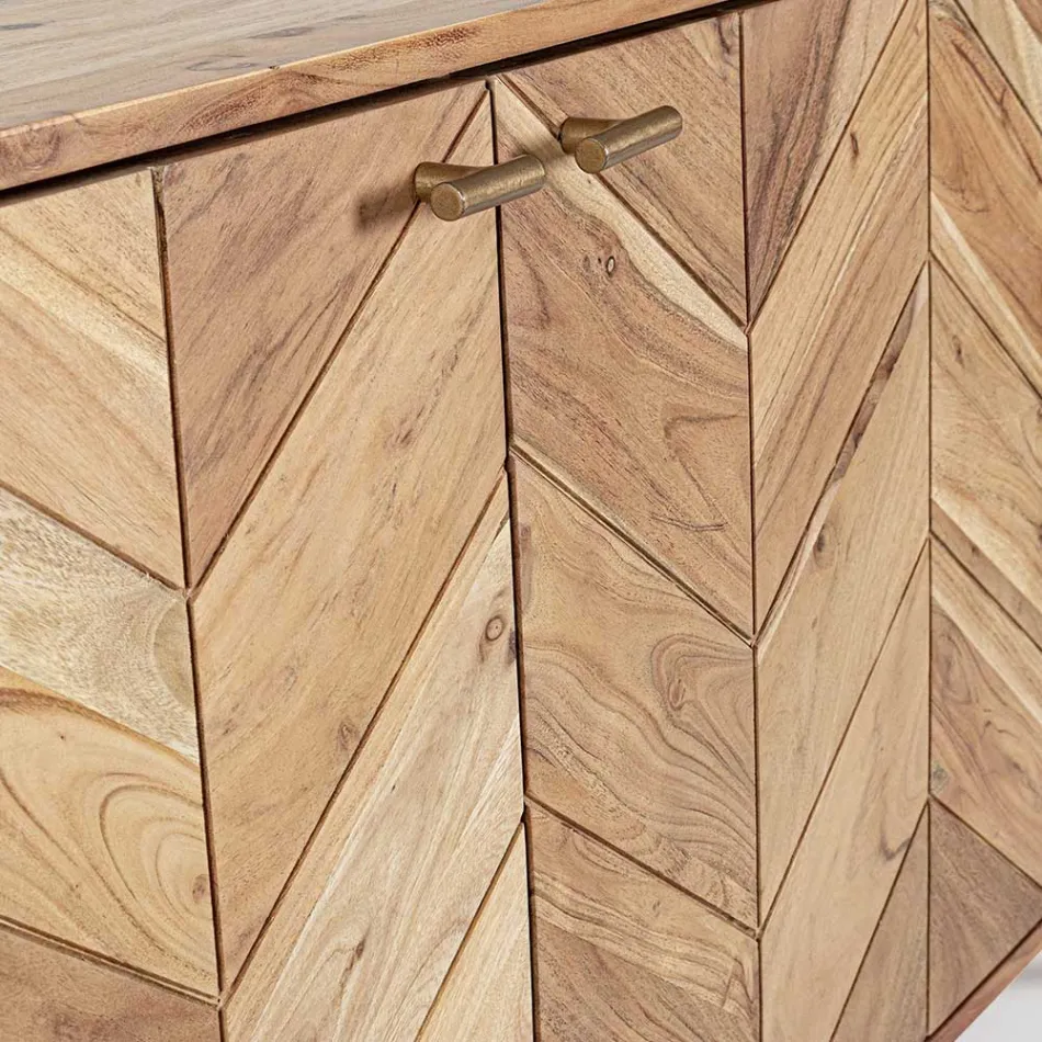 Mobil skænk i akacietræ 3 døre Etnisk design Homemotion - Carla Viadurini