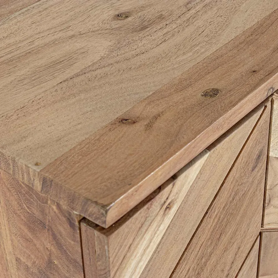 Mobil skænk i akacietræ 3 døre Etnisk design Homemotion - Carla Viadurini