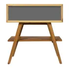 Fritstående badeværelsesskab i naturlig teaktræ med grå farvestøtte - Gatien Viadurini