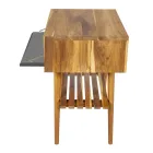 Fritstående badeværelsesskab i naturlig teaktræ med grå farvestøtte - Gatien Viadurini