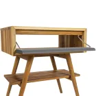 Fritstående badeværelsesskab i naturlig teaktræ med grå farvestøtte - Gatien Viadurini