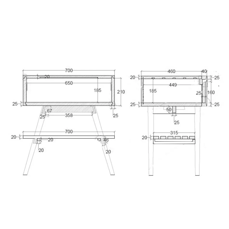 Gulvstående blåt badeværelsesskab i naturlig teaktræ med farvet skuffe - Gatien Viadurini
