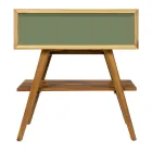 Badeværelsesskab med træfinish og grønfarvet kommode - Gatien Viadurini