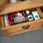 Fritstående badeværelsesskab lavet af teaktræ med to skuffer - Frangipani Viadurini