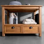 Fritstående badeværelsesskab lavet af teaktræ med to skuffer - Frangipani Viadurini