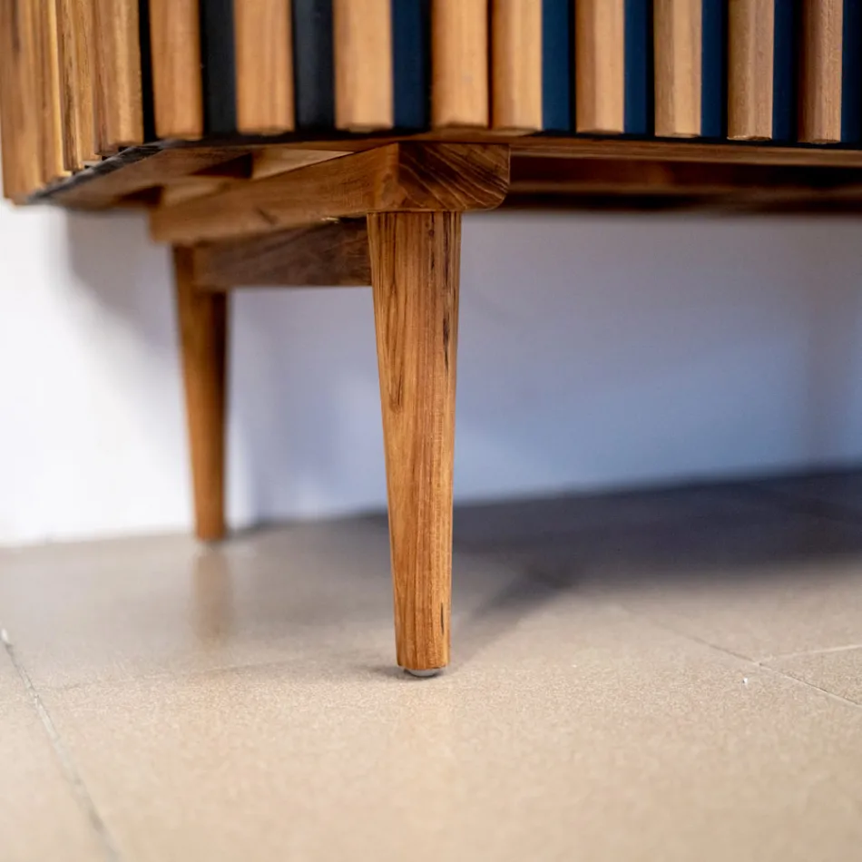 Håndlavet badeværelsesskab af massiv teak og mahogni - Heliconia Viadurini