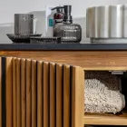 Håndlavet badeværelsesskab af massiv teak og mahogni - Heliconia Viadurini