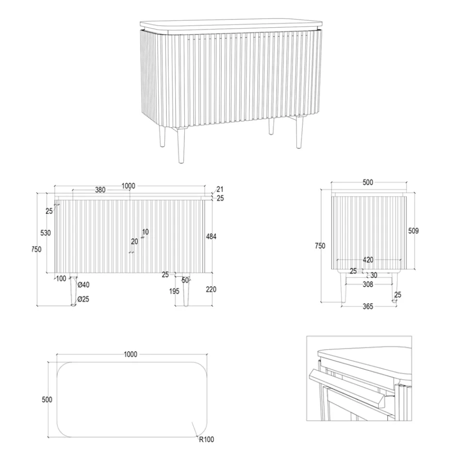 Håndlavet badeværelsesskab af massiv teak og mahogni - Heliconia Viadurini