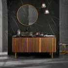 Håndlavet badeværelsesskab af massiv teak og mahogni - Heliconia Viadurini