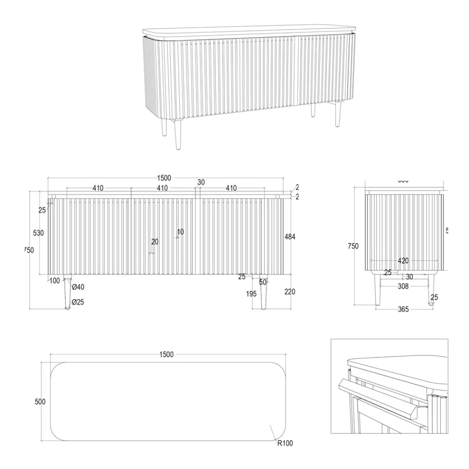 Håndlavet badeværelsesskab af massiv teak og mahogni - Heliconia Viadurini