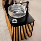 Håndlavet badeværelsesskab af massiv teak og mahogni - Heliconia Viadurini