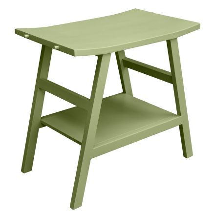 Moderne badeværelsesskab med grøn hylde og håndklædekroge - Crina Viadurini