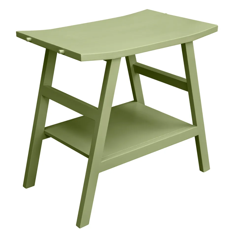 Moderne badeværelsesskab med grøn hylde og håndklædekroge - Crina Viadurini