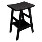 Moderne badeværelsesskab i teaktræ med sort halvbuet top - Raomi Viadurini