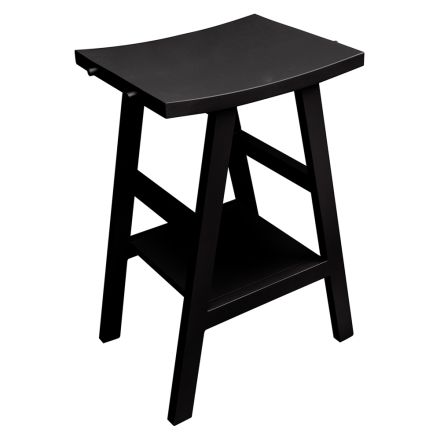 Moderne badeværelsesskab i teaktræ med sort halvbuet top - Raomi Viadurini