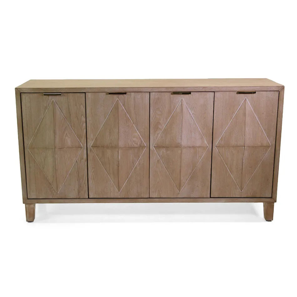 Indendørs skab med 4 døre med MDF-finer og ben af gran - Tempesta Viadurini