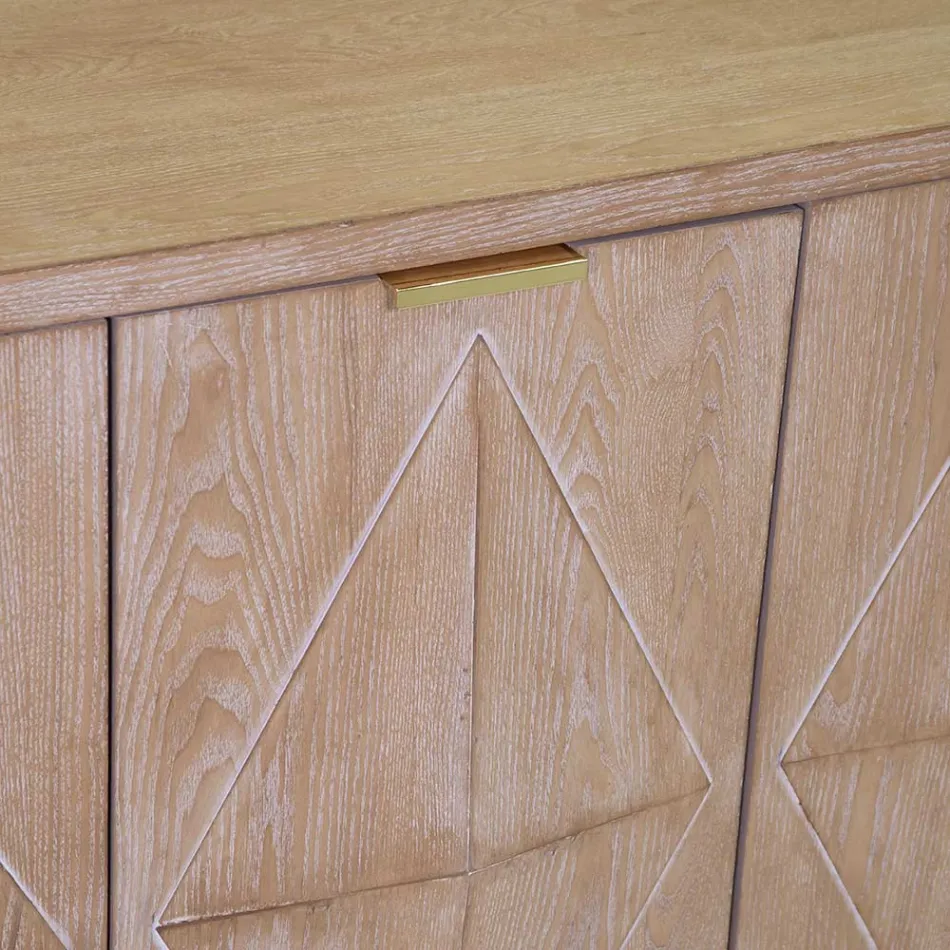 Indendørs skab med 4 døre med MDF-finer og ben af gran - Tempesta Viadurini