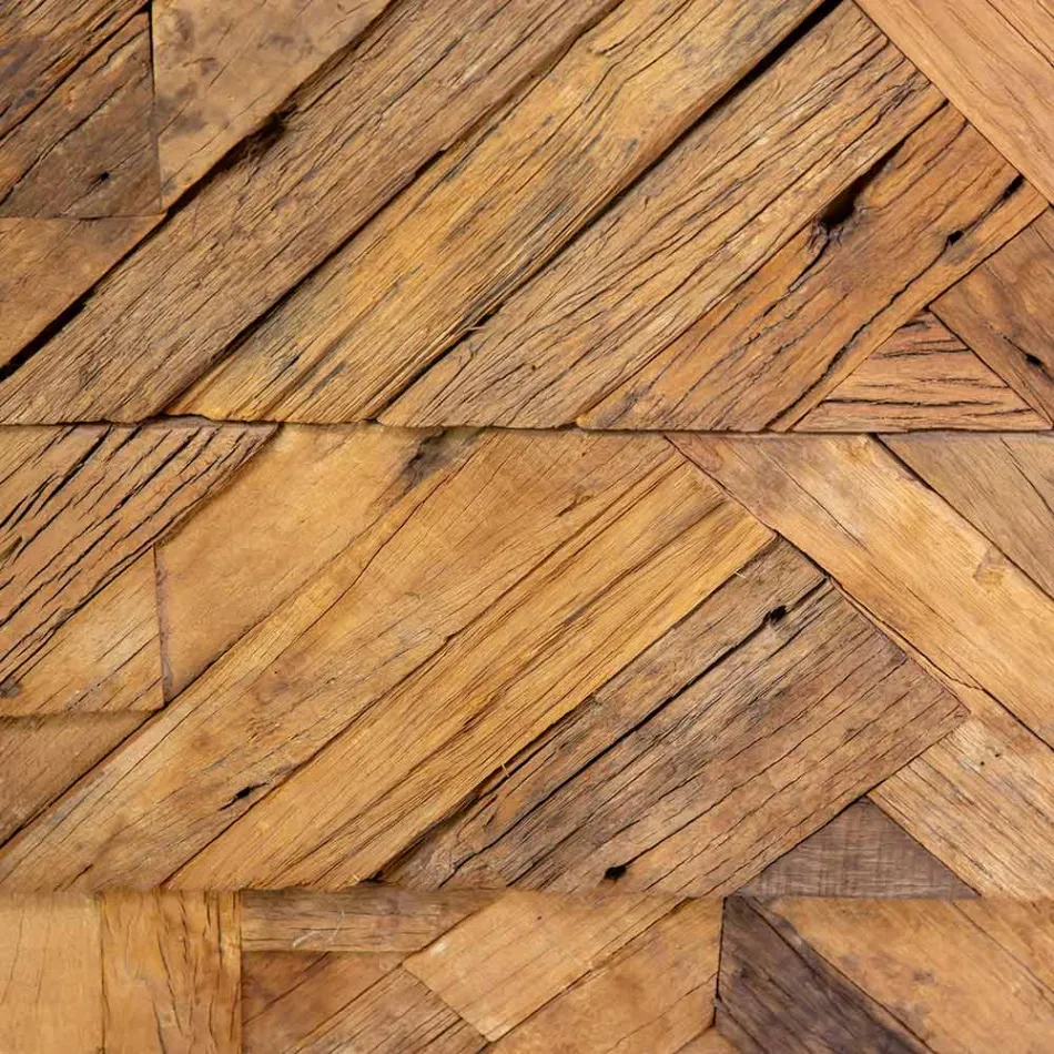 Sort metalskab til stuen med 3 træskuffer - Wreck Viadurini