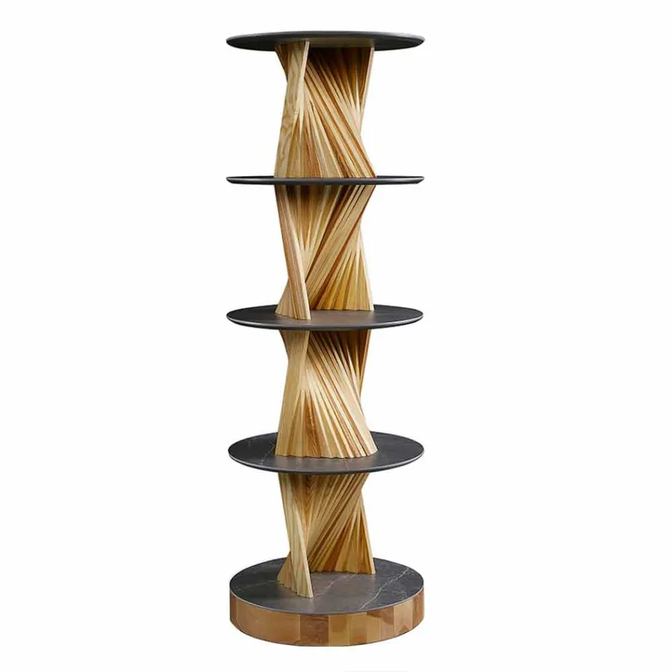 Designmøbler i træ med runde hylder i Gres Made in Italy - Aspide Viadurini