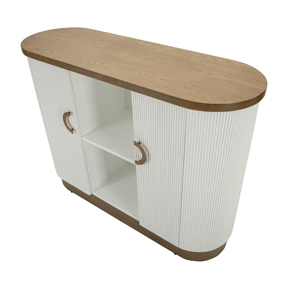 Træskab med top og afrundede indsatser med 2 døre og 2 hylder - Rachel Viadurini