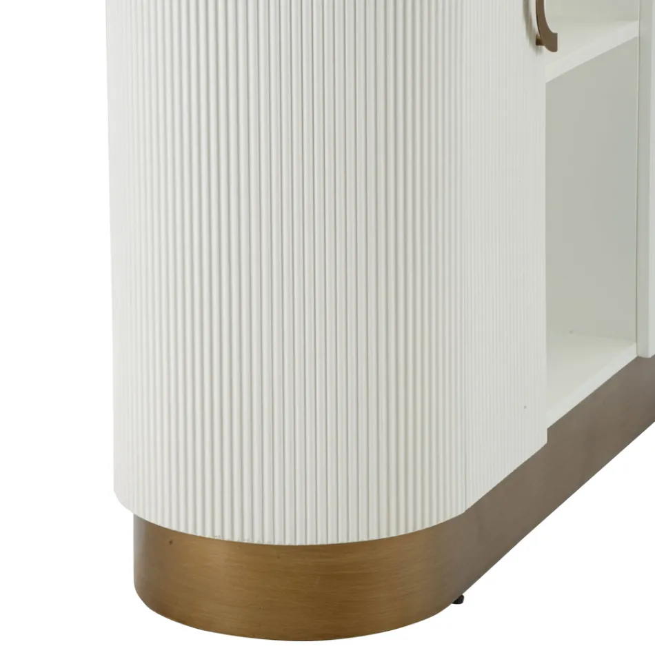 Træskab med top og afrundede indsatser med 2 døre og 2 hylder - Rachel Viadurini