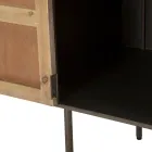 Skab i grantræ og gråt jern med 3 skuffer og 2 låger - Cooper Viadurini