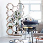 Stue bogreol i Mango Wood Honeycomb Design - Carida Viadurini