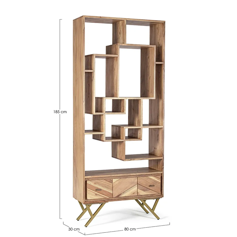 Stue bogreol i akacietræ og Homemotion skuffe - Auriel Viadurini