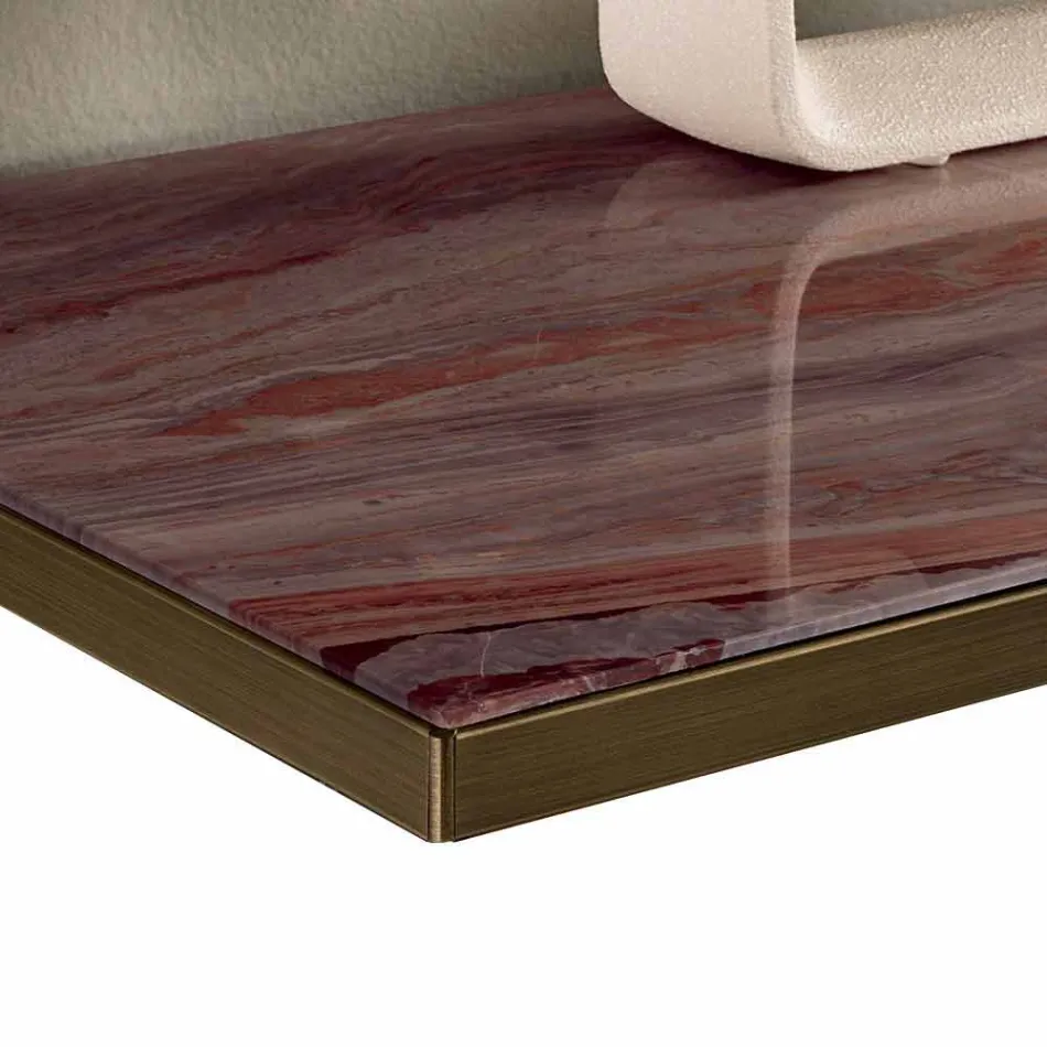 Opholdsskænk i røget glas og grønt eller rødt marmor med led - Leonarda Viadurini