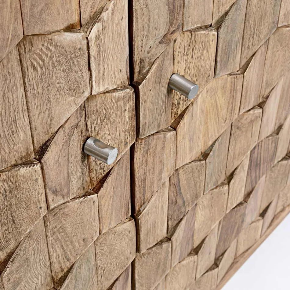 Møbelskænk i Sheesham Wood Design med 4 døre Homemotion - Fregene Viadurini