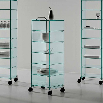Multipurpose-kabinet med gennemsigtige glashjul med 3,6,8 eller 10 hylder - Versatilio Viadurini