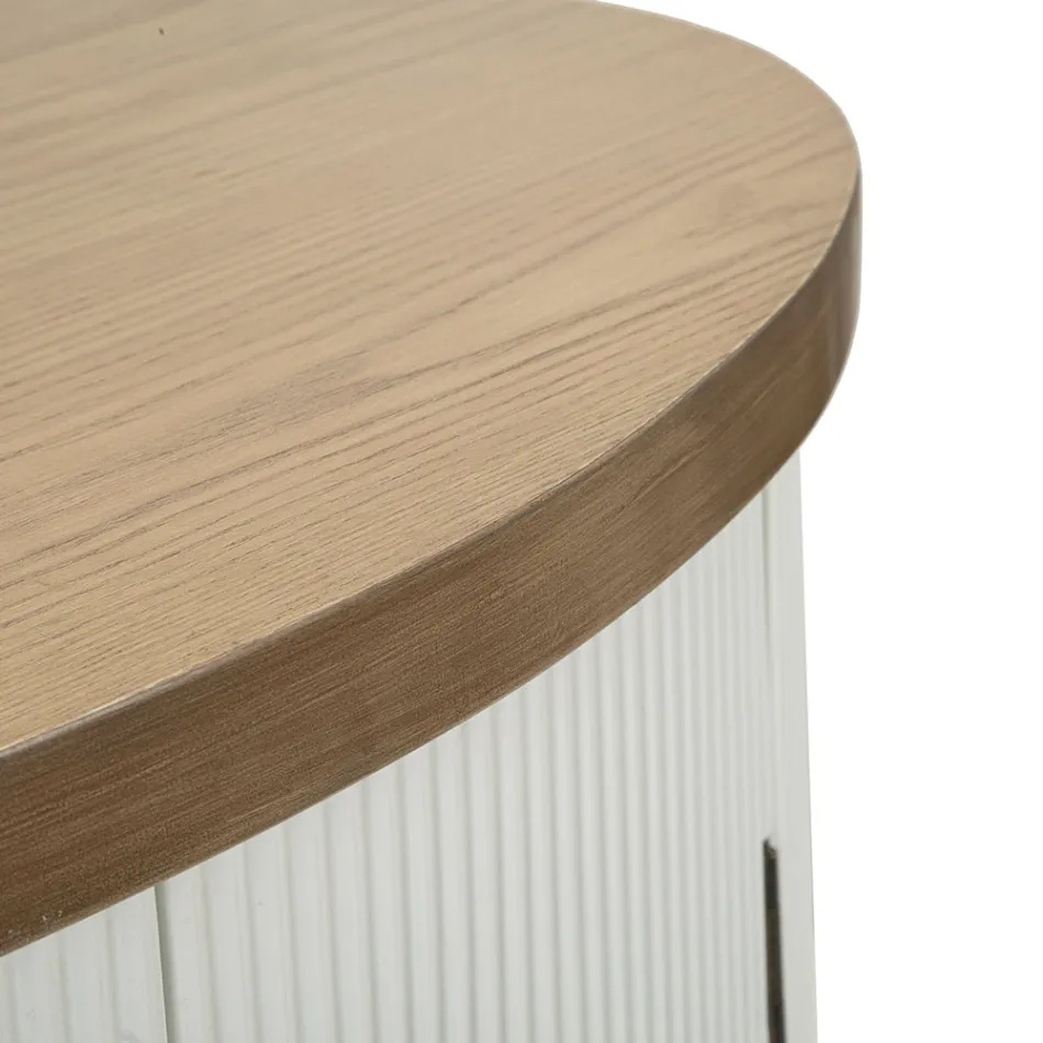 Ovalt træskab med top og afrundede indsatser med 2 døre - Rachel Viadurini