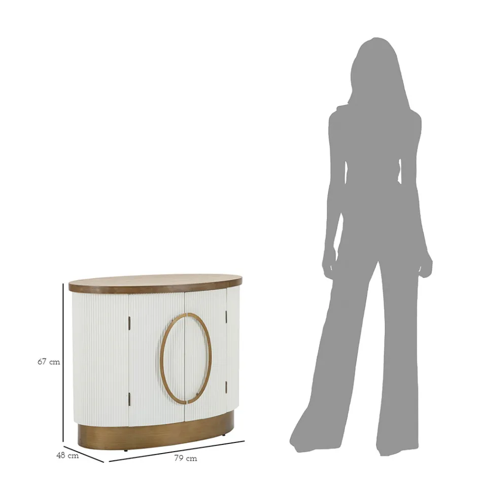 Ovalt træskab med top og afrundede indsatser med 2 døre - Rachel Viadurini