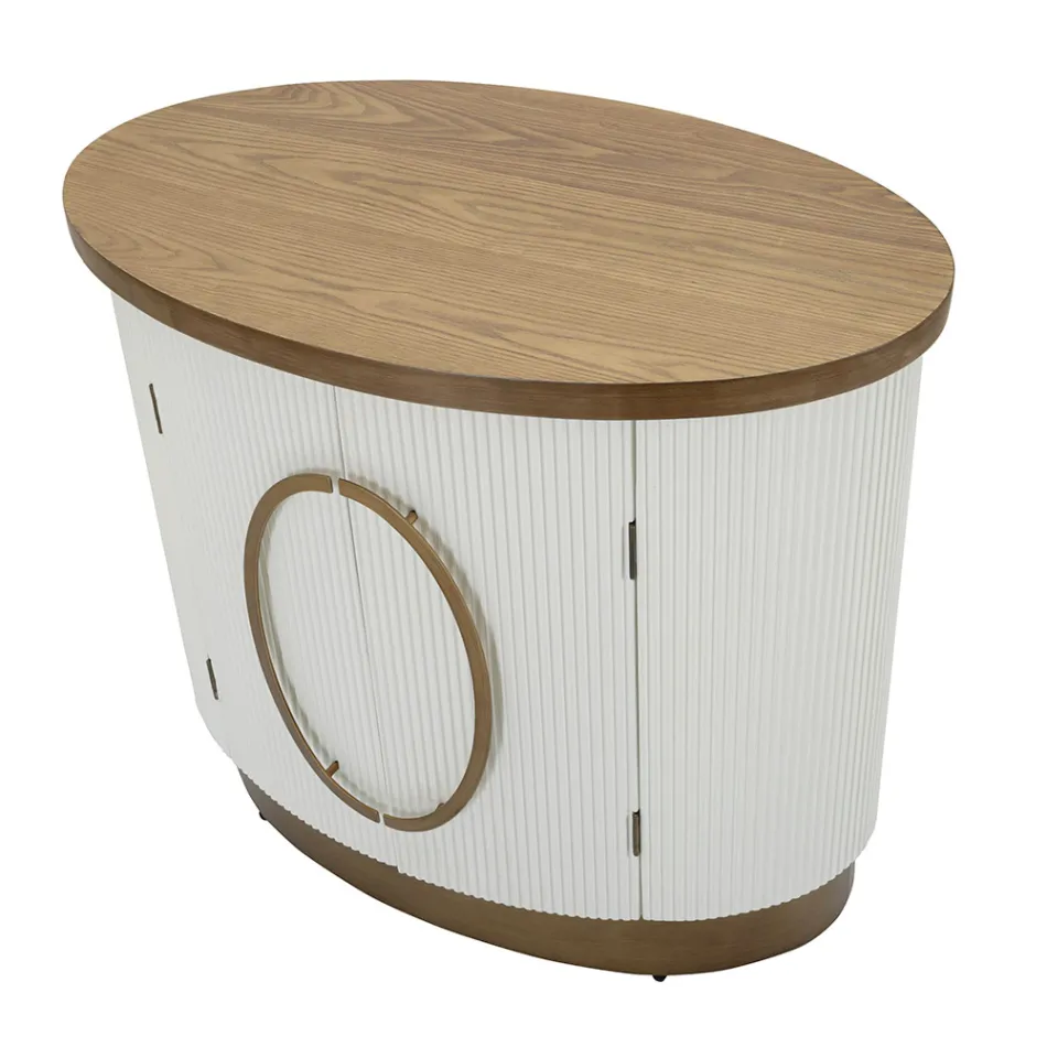 Ovalt træskab med top og afrundede indsatser med 2 døre - Rachel Viadurini