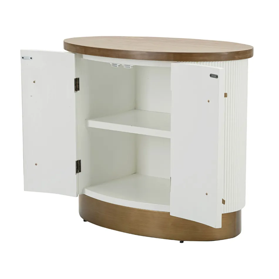 Ovalt træskab med top og afrundede indsatser med 2 døre - Rachel Viadurini