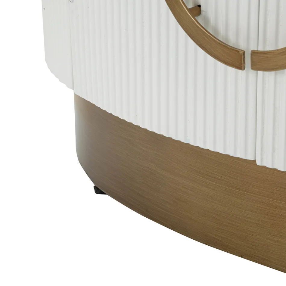 Ovalt træskab med top og afrundede indsatser med 2 døre - Rachel Viadurini