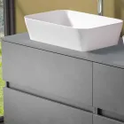 Hængende badeværelsesskab med dobbelt håndvask til bordplade - Mandrillo Viadurini