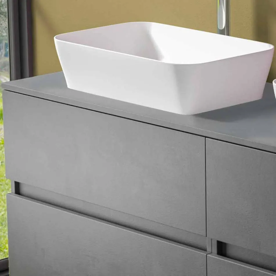 Hængende badeværelsesskab med dobbelt håndvask til bordplade - Mandrillo Viadurini