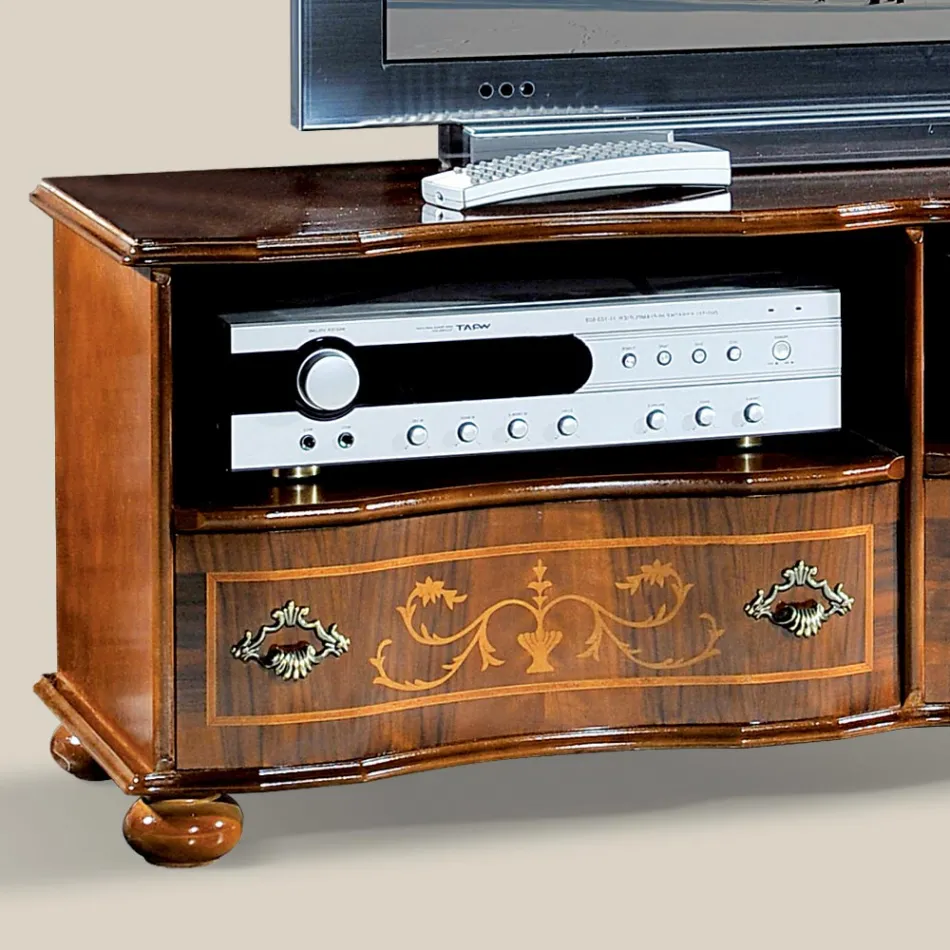 Klassisk tv-skab i luksus valnøddetræ Fremstillet i Italien - Prince Viadurini