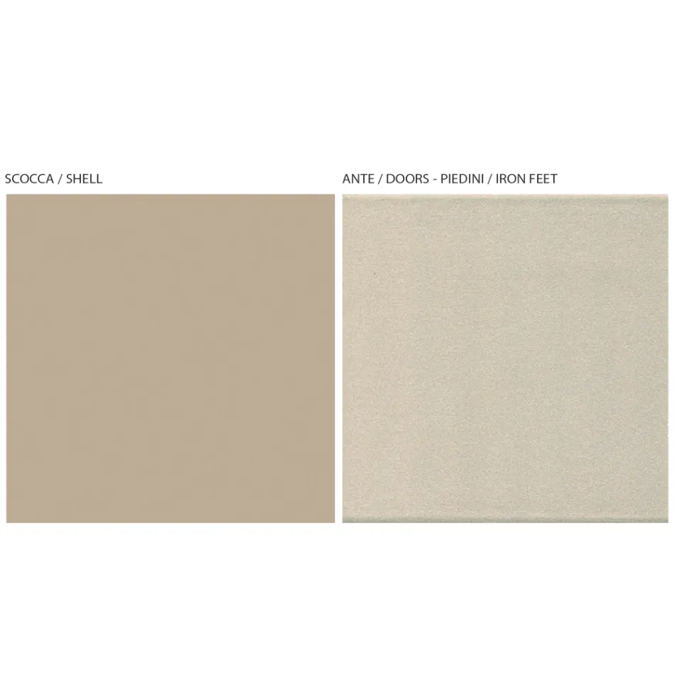 TV-skab med 2 låger og 1 skuffe i nikkel- og kulstoffinish - Inga Viadurini