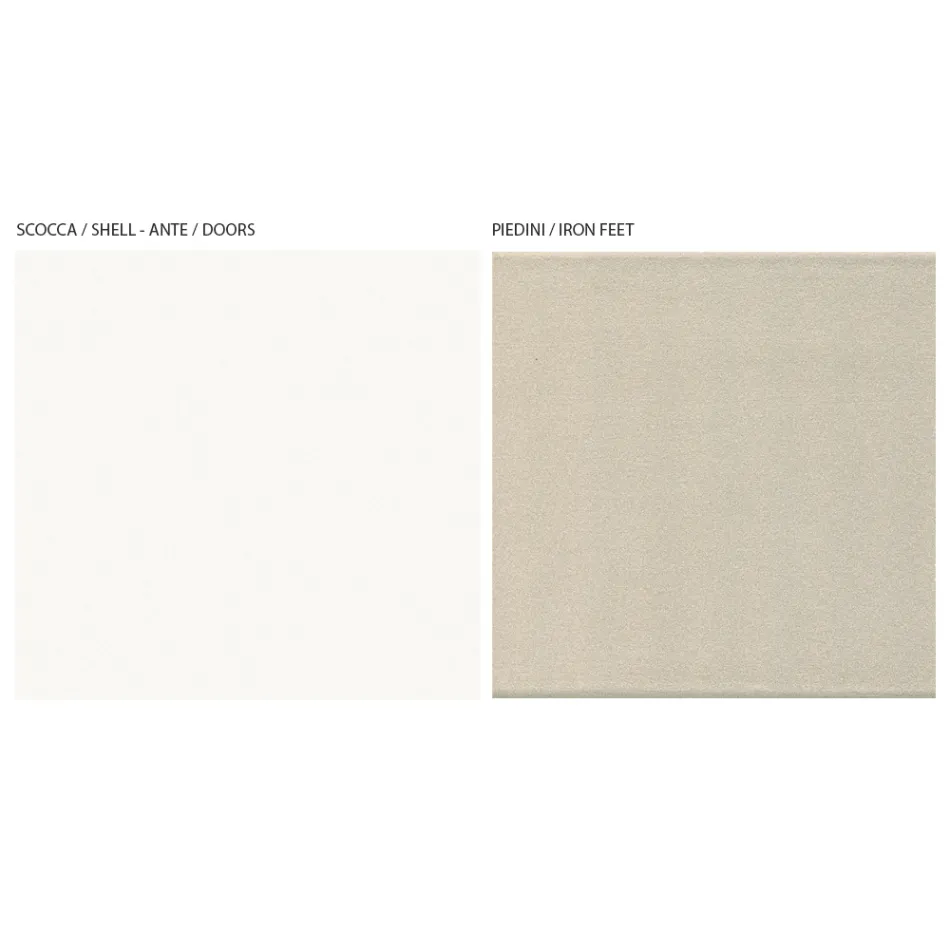 TV-skab med 2 døre i Canaletto og hvid finish Made in Italy - Kari Viadurini