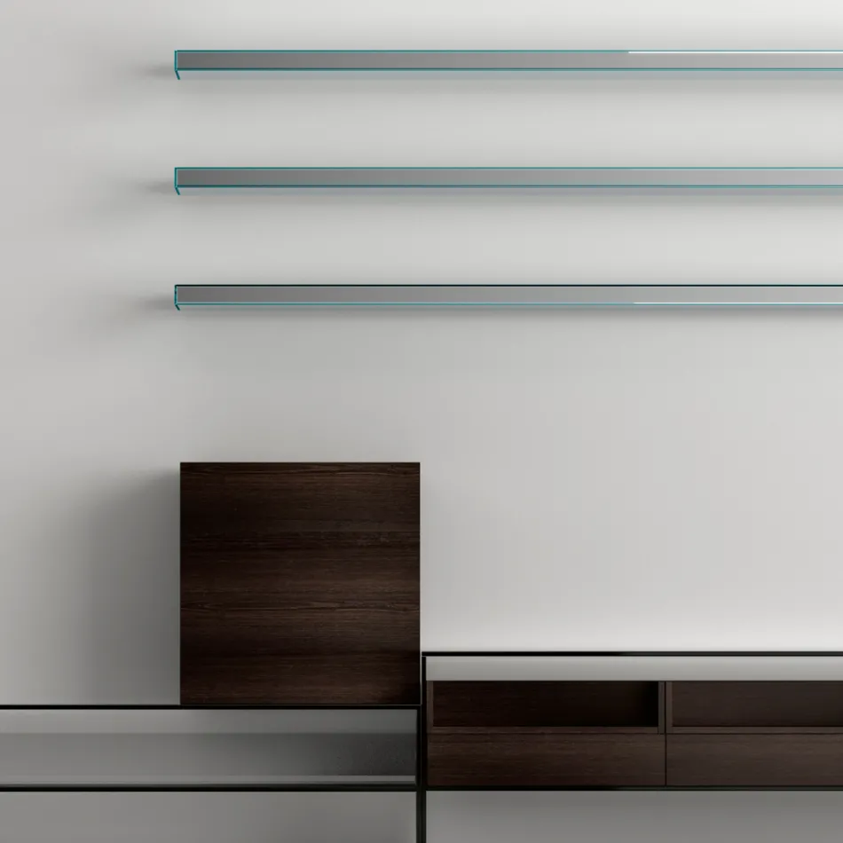 TV stativ med 3 hylder og hængslet beholder Made in Italy - Roman Viadurini