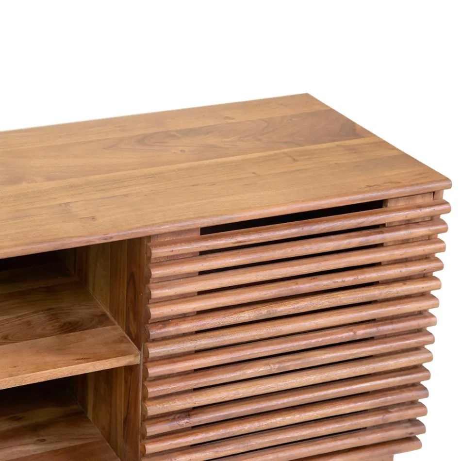 TV-bord til stuen lavet af akacietræ - Vortice Viadurini