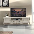 Luksus tv-skab i hvidt og sølv træ lavet i Italien - Cheverny Viadurini